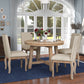 TREXM 5-Piece Farmhouse Dining Table Set with Round Extendable Table and 4 Upholstered Chairs, Natural Wood Wash