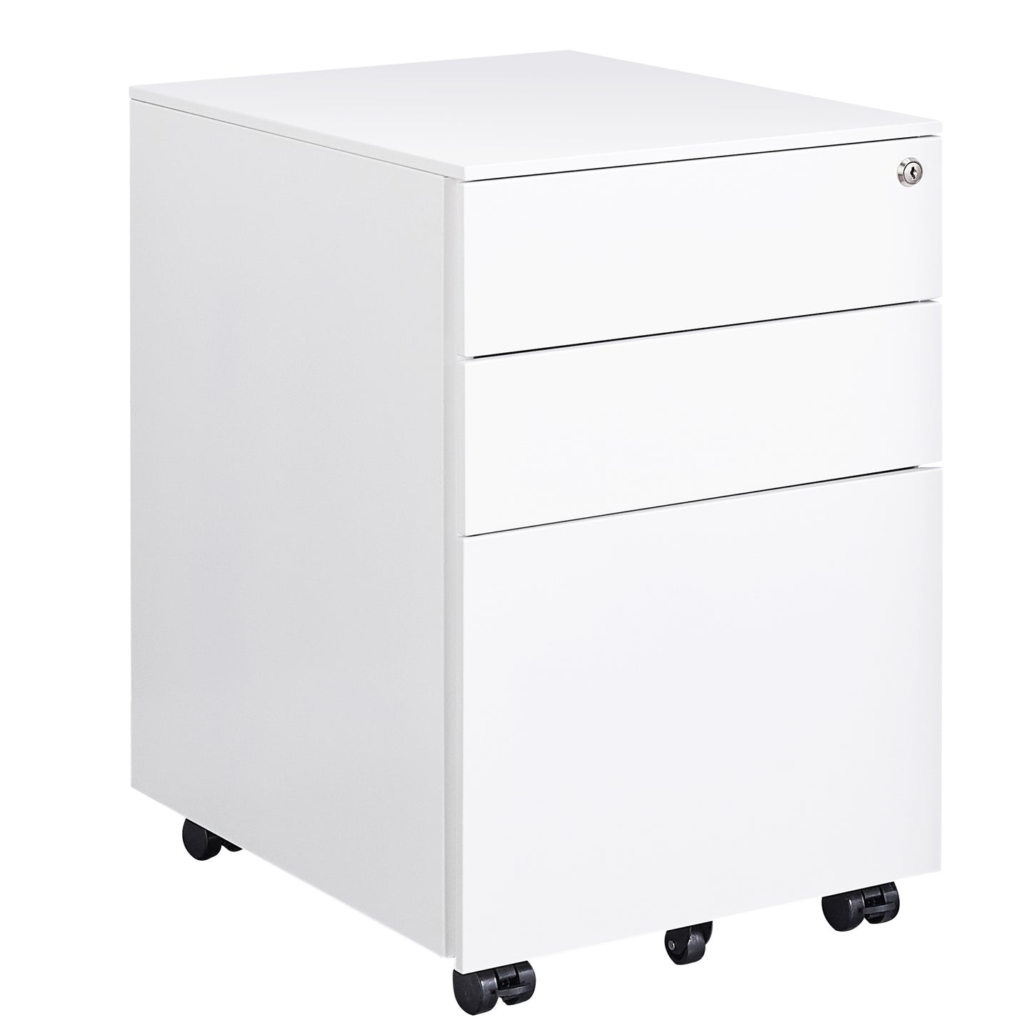 3 Drawer Mobile File Cabinet with Lock Steel File Cabinet for Legal/Letter/A4/F4 Size Fully Assembled Include Wheels