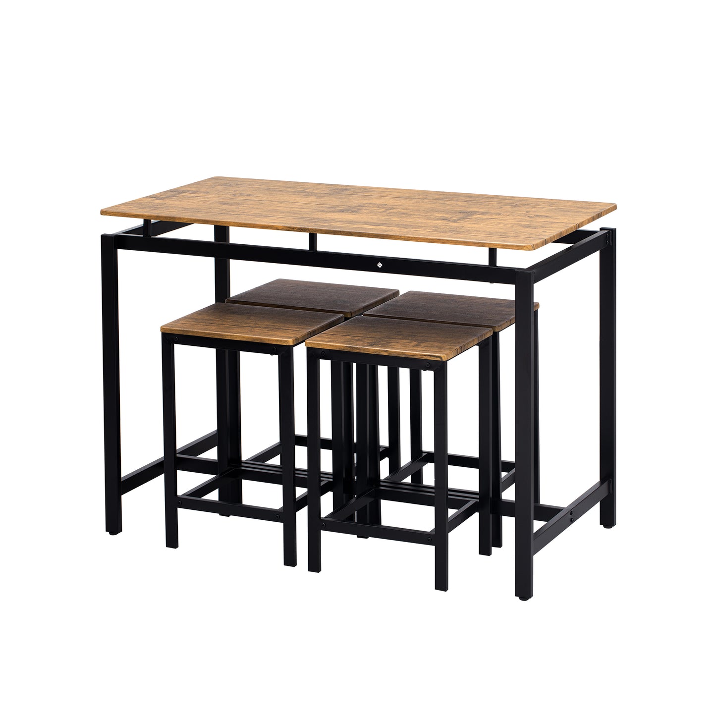 TREXM 5-piece compact bar table with table and stool - modern industrial design brown