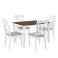 TOPMAX Rustic Minimalist Wood 5-Piece Dining Table Set with 4 X-Back Chairs, White Finish