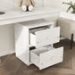 Twin Loft Wood Bed with Built-In Desk, Storage Cabinet, Guardrails, and Ladder, White Finish