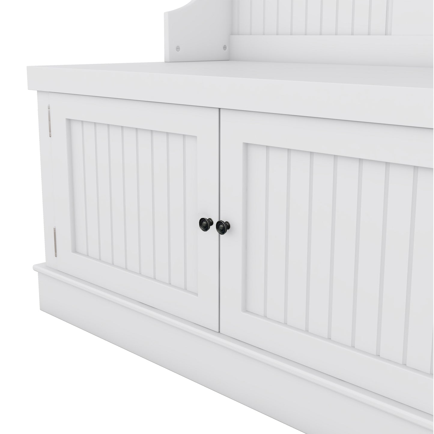 Hall Tree with Storage Shoe Bench, 4-in-1 Design with Coat Racks and 4 Hooks, White Finish