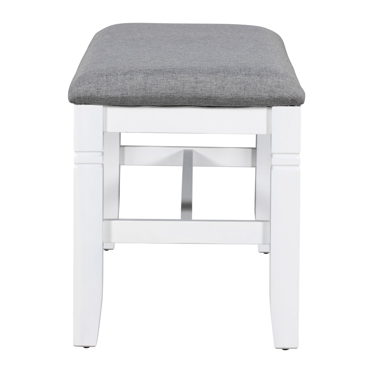 Juego de mesa de comedor de madera TOPMAX de 6 piezas con banco tapizado y 4 sillas, estilo rústico en gris y blanco