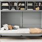 Full Size Murphy Bed Wall Bed with Top Cabinets, Gray Finish for Space-Saving Bedrooms