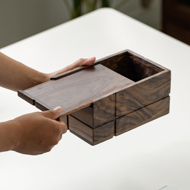 Black Walnut Solid Wood Tissue Box Drawer