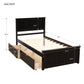 Platform Storage Bed  2 drawers with wheels  Twin Size Frame  Espresso