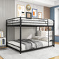 Metal Bunk Bed Full Over Full Bunk Bed Frame with Safety Guard Rails Heavy Duty Space-Saving Design Easy Assembly Black