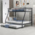 Twin over Full Bed with Sturdy Steel Frame Bunk Bed with Twin Size Trundle  Two-Side Ladders  Black