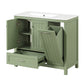 36" Bathroom Vanity with Sink, Double Door Cabinet, Large Drawer, and Flip Drawer, Green Finish