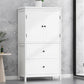 Bathroom Storage Cabinet, Cabinet with Two Doors and Drawers, Adjustable Shelf, MDF Board, White