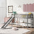 Twin Size Low Loft Bed with Ladder and Slide  Gray