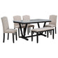 TREXM Modern 6-Piece Dining Table Set with 4 Chairs and 1 Bench, White Finish