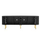 U-Can Modern TV Stand for TVs up to 80 Inches with 4 Cabinets with Metal Legs and Handles for Living room, Black