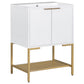 Bathroom Vanity with Sink, Bathroom Vanity Cabinet with Two Doors and Gold Metal Frame, Open Storage Shelf, White