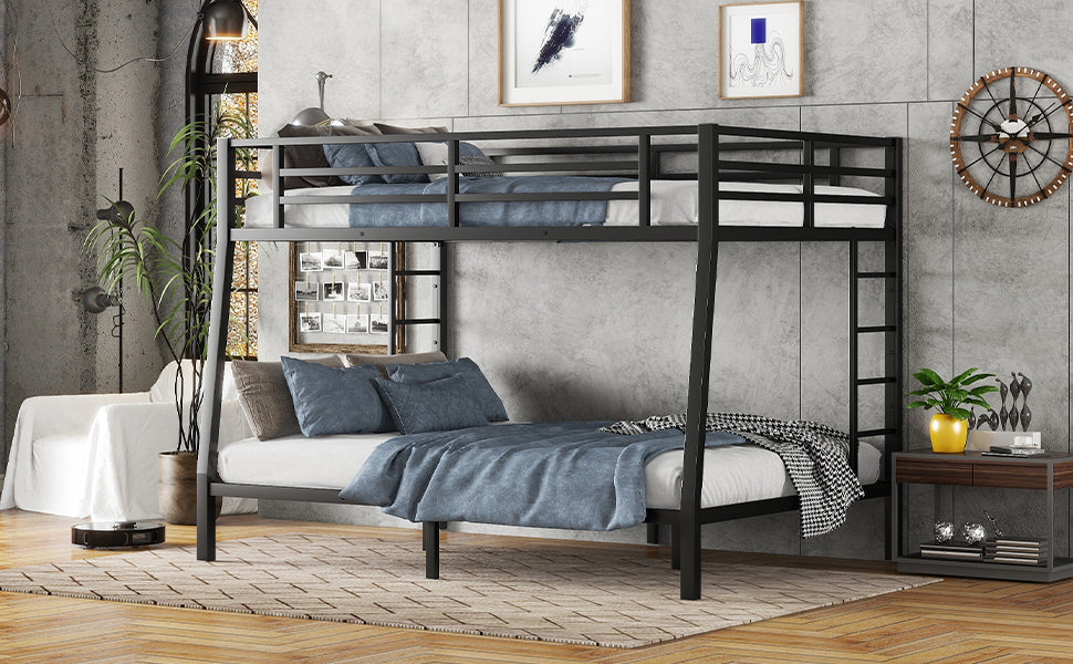 Metal Full XL Over Queen Bunk Bed for Teens and Adults, Space-Saving and Noise-Reduced Design