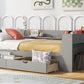 Twin Size Daybed with Shelves, Drawers and Built-In Charging Station, Gray