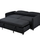 Sofá cama convertible 3 en 1, moderno sofá de dos plazas de tela con cama extraíble, perfecto para espacios pequeños, color negro