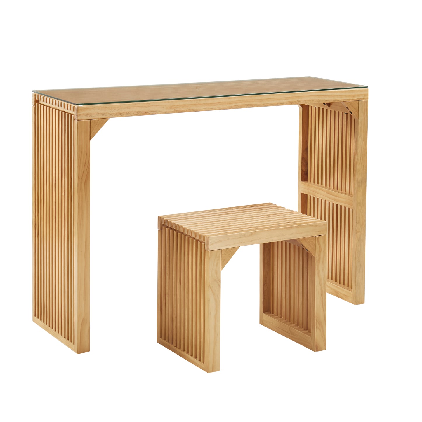 Pine Dining Bench and Table Set, Indoor Wood Design for Entryways, Living Rooms, and Kitchens