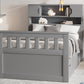 Twin Size Captain Platform Bed Frame with Storage Bookcases and Shelves,Four Drawers, Gray