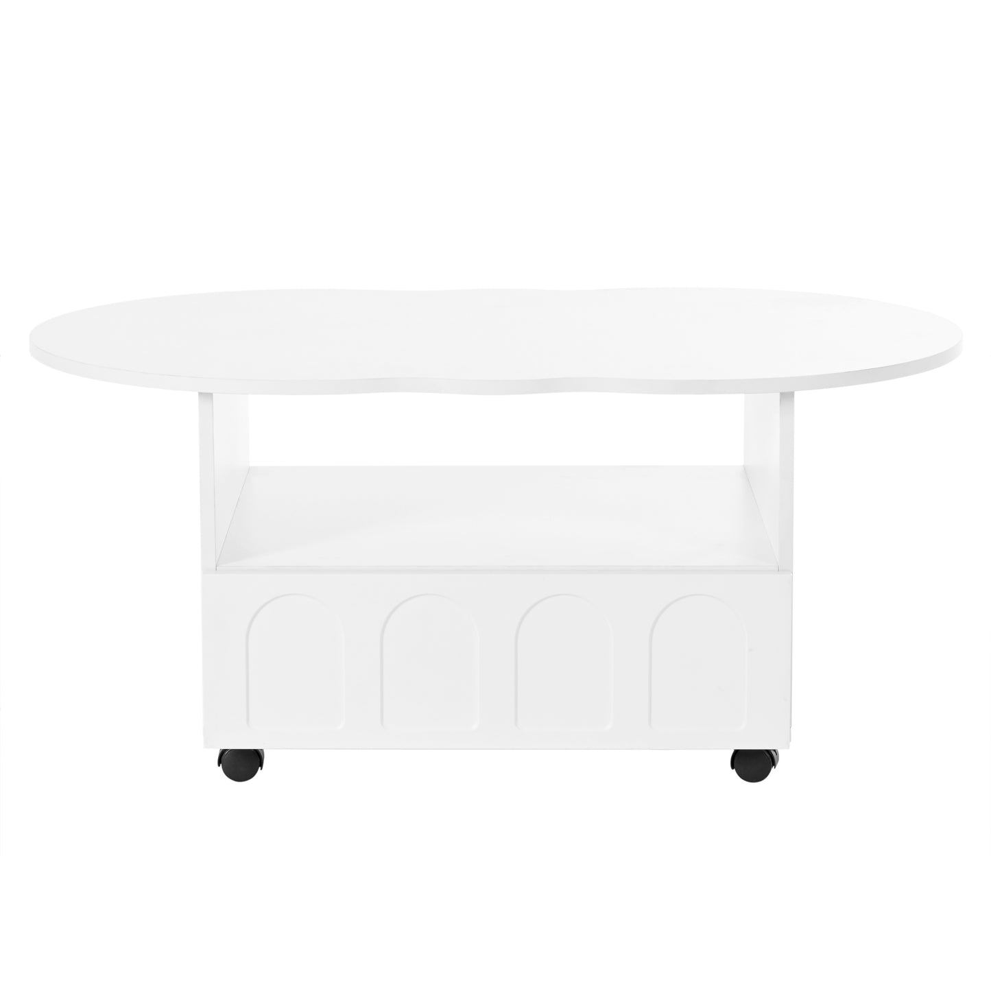 Two sets of ON-TRANS cream style TV stands and coffee tables, suitable for TVs under 80 inches, white