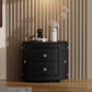 Elegant PU Nightstand with 2 Drawers and Crystal Handle,Fully Assembled Except Legs&Handles,Storage Bedside Table - Black