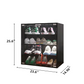 4 Layers Black Shoe Cabinet with Glass Door and Glass Layer Shoes Display Cabinet with LED light Bluetooth Control