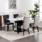 Tufted Solid Wood Contemporary PU and Velvet Upholstered Dining Chair with Wood Legs Nailhead Trim 2-Pcs Set Black+Gray