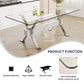 Modern Tempered Glass Dining Table, 79" x 39" x 30", Sleek Design for Dining Rooms