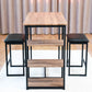 Modern 3-Piece Bar tabies and chairs Set with 2 Chairs for Dining Room Black Frame+Brown oak board surface+Black cushion