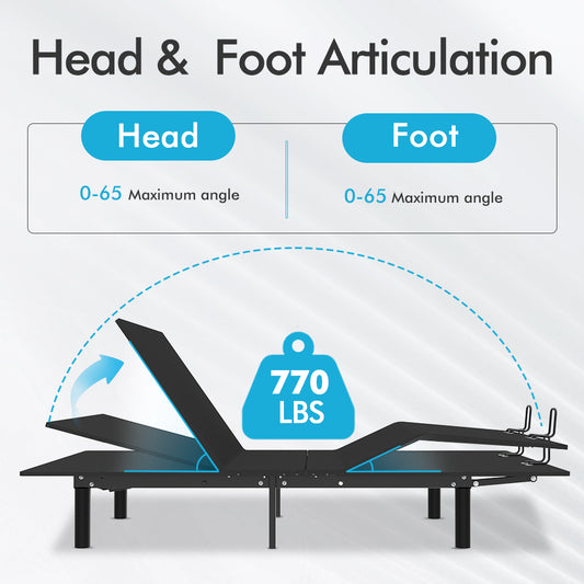 J300 Adjustable Bed Base Frame, Twin XL with Tilt, Zero Gravity, Underbed Lighting, and Wireless Remote Control