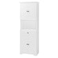 Tall Bathroom Cabinet with Four Doors, Large Storage Space Open Shelve, Upper Storage Cabinet, Whit