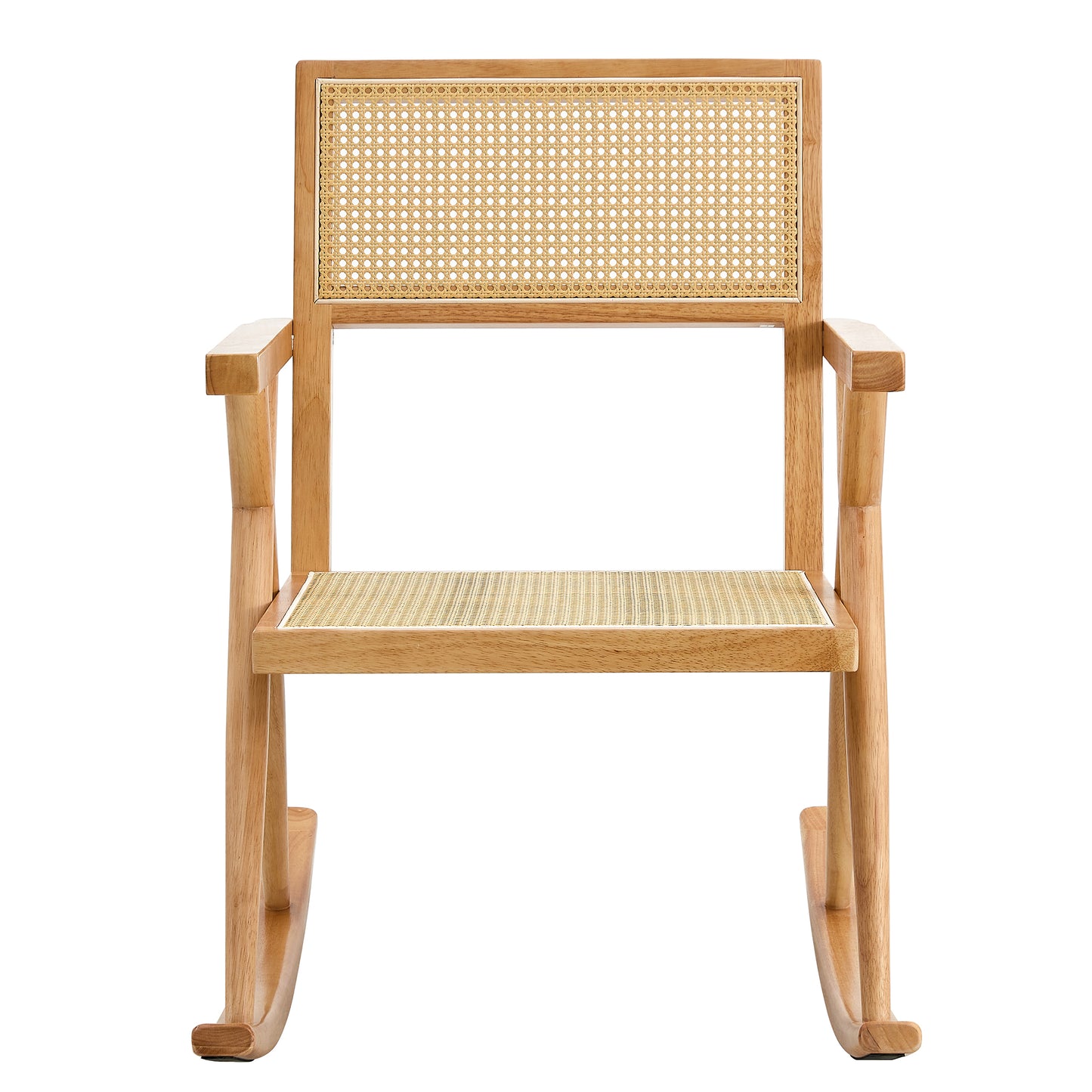 Solid wood+imitation rattan rocking chair allows you to relax quietly indoors and outdoors enhancing your sense of relaxation