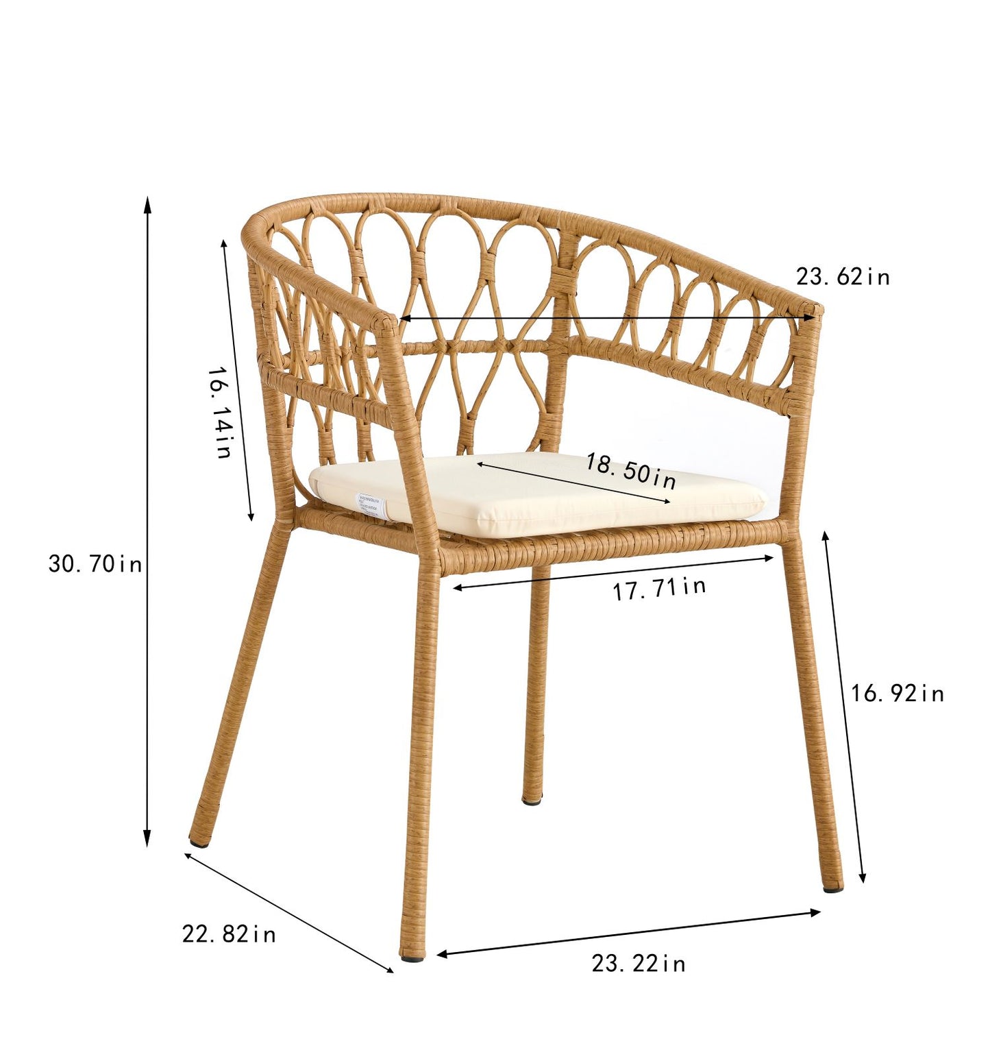 Outdoor Dining Set of 5, Simple Bamboo Table with PE Rattan Round Top, 110cm, Perfect for Patios