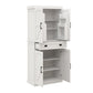 Kitchen Pantry Storage Cabinet with 4 Doors(2Doors with Racks)1 Drawer 2 Adjustable Shelves Freestanding Cupboard