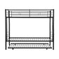 Twin bunk bed frame with trailer, metal bunk bed with sturdy guardrail and side ladder, can be divided into two beds, black