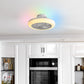 Smart LED Bladeless Ceiling Fans Remote with Alexa/Google, Modern Flush Mount RGB Ceiling Fan for Bedroom