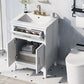 24" Bathroom Vanity with Sink, Solid Wood and MDF Cabinet with One Flip Drawer and Doors, White