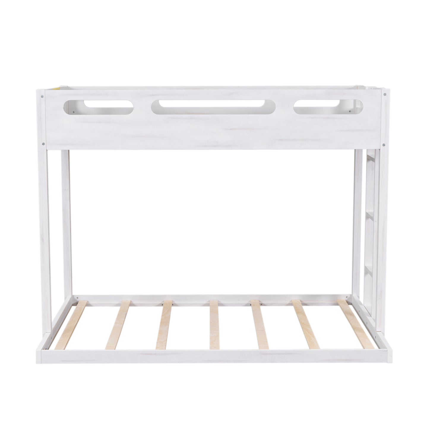 Twin over Full Bunk Bed with Built-in Ladder,White