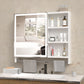 Modern 32x28 Inch Bathroom Storage Cabinet with Mirrors, LED Lights, and Multi-Layer Storage Compartments