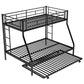 Twin over Full Bed with Sturdy Steel Frame Bunk Bed with Twin Size Trundle  Two-Side Ladders  Black