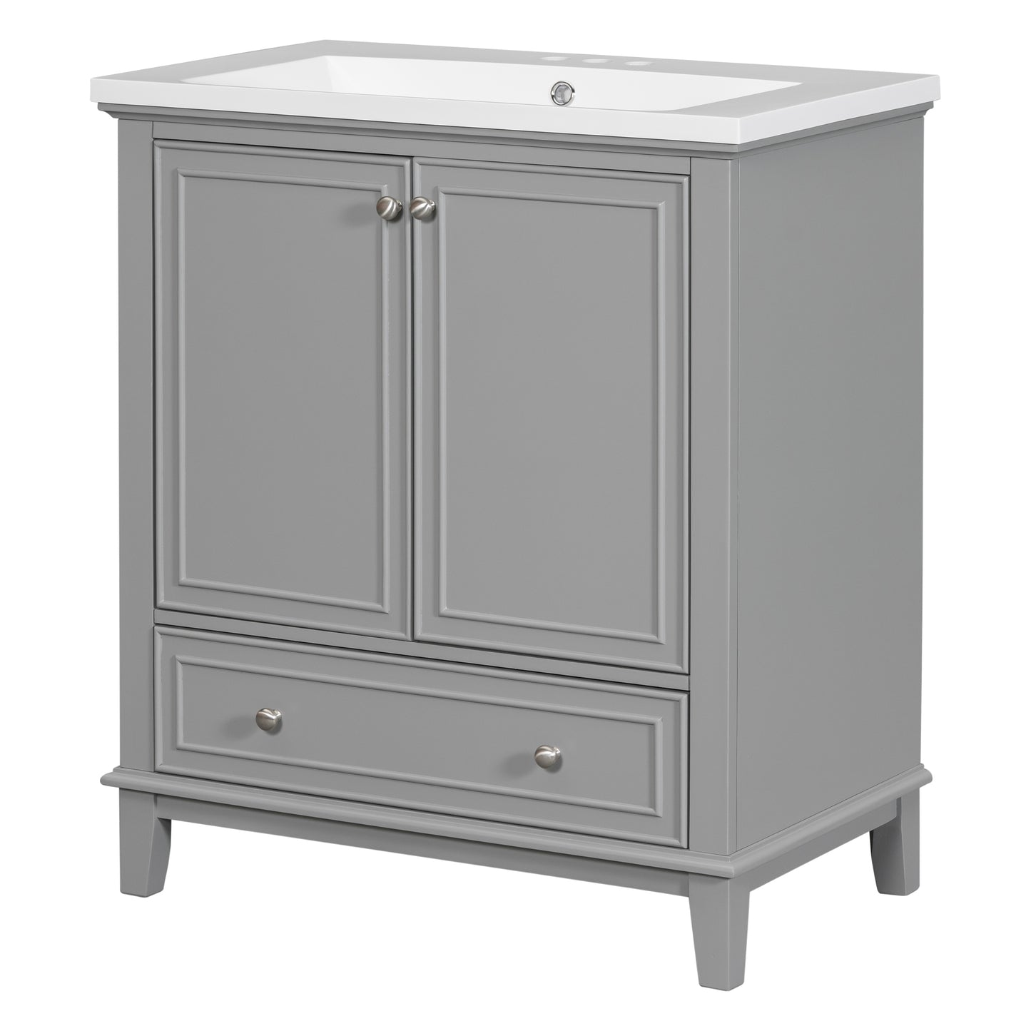 30inchgrey Bathroom Vanity with Sink ComboMulti-functional Bathroom Cabinet with Doors and Drawer Solid Frame and MDF Board