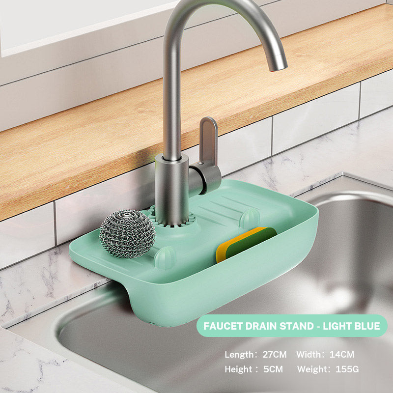 Faucet Splash Proof Drainage Rack, Sink Water Collection Pad, Kitchen Cloth, Sponge Wipe, and Drainage Storage Rack