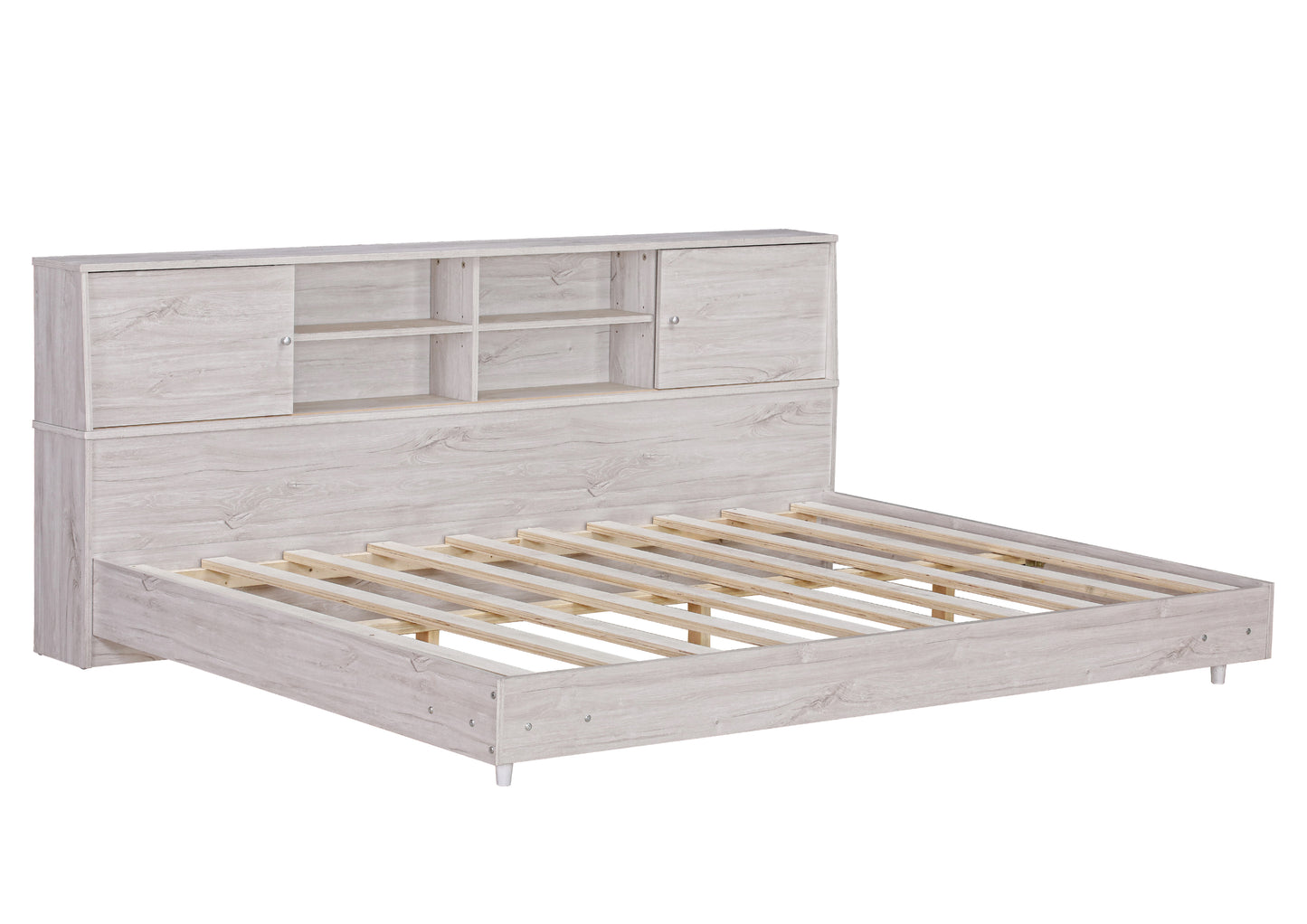 Full Size Daybed Frame with Storage Bookcases White Oak