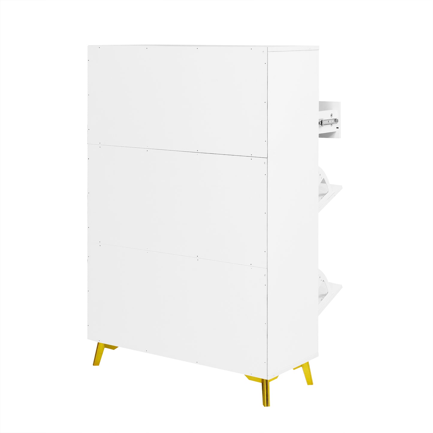 U-Can Shoe Cabinet with 2 Flip Drawers, 2 Slide Drawers, and 1 Shelf, Modern White Finish