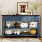 Retro Design Console Table with Two Open Shelves, Pine Solid Wood Frame and Legs for Living Room (Antique Navy+Espresso)