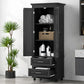 Tall Storage Cabinet with Two Drawers, Perfect for Bathrooms and Offices, Black Finish