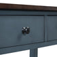 Retro Design Console Table with Two Open Shelves, Pine Solid Wood Frame and Legs for Living Room (Antique Navy+Espresso)