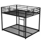 Full over Full Metal Bunk Bed Low Bunk Bed with Ladder Black