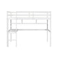 Twin Loft Bed with built-in desk and bookcase of three compartments, Guardrails and Ladder,White