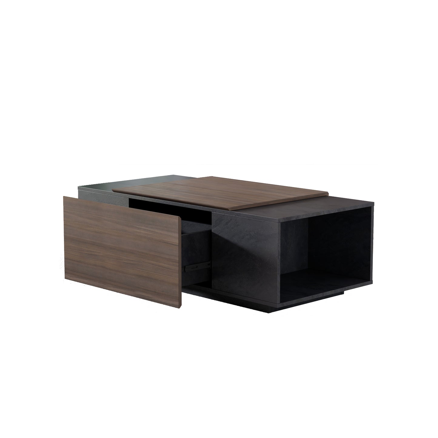 47 Inch Modern Farmhouse Drawer Coffee Table for Living Room or Office  Armando & Texture Black